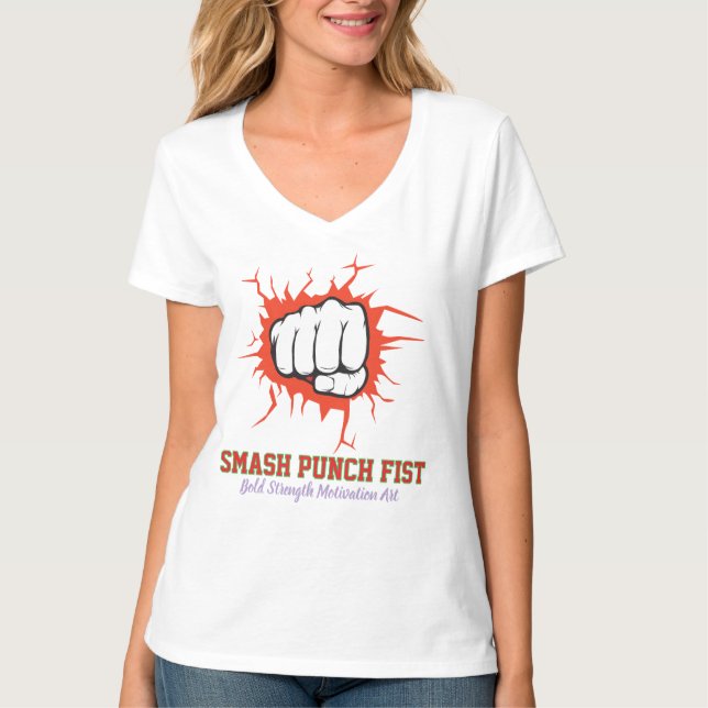 Camiseta Smash Punch Fist – Bold Strength Motivation Art (Frente)