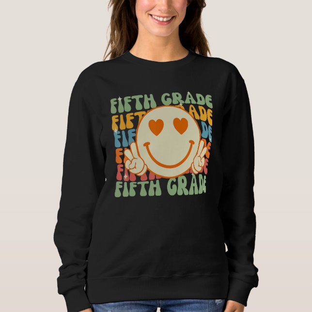 Camiseta Smile Face Fifth Grade Teacher Retro Groovy Back t (Frente)