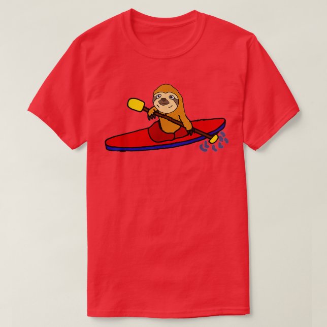 Camiseta Smiletodaytees Engraçado Sloth Kayaking (Frente do Design)