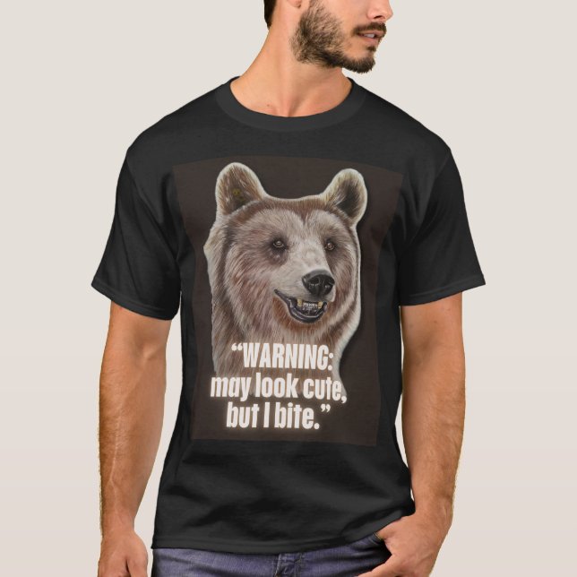 Camiseta Smiling Bear - Black edition (Look cute) (Frente)