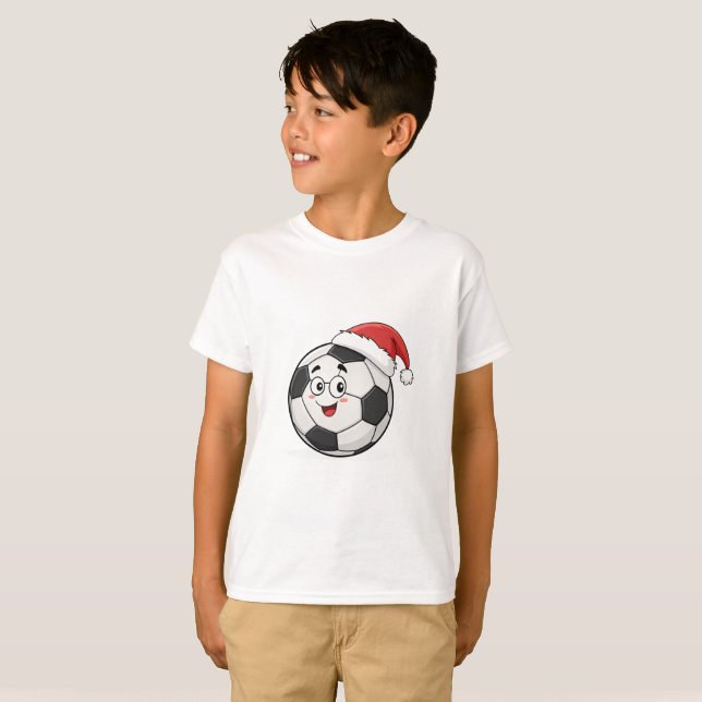Camiseta Smiling Soccer Ball with Santa Hat (Frente Completa)