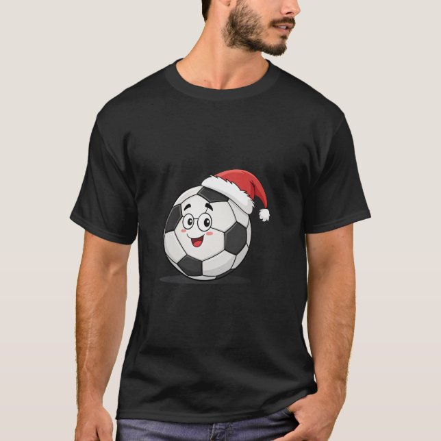 Camiseta Smiling Soccer Ball with Santa Hat (Frente)