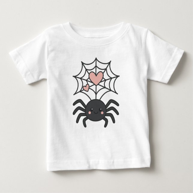 Camiseta Smiling Spider Weaving a Heart Web Cute Halloween (Frente)