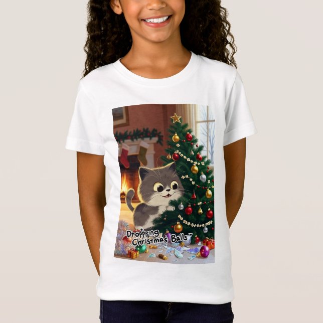 Camiseta Smirking Kitten Christmas Chaos 1 girls (Frente)