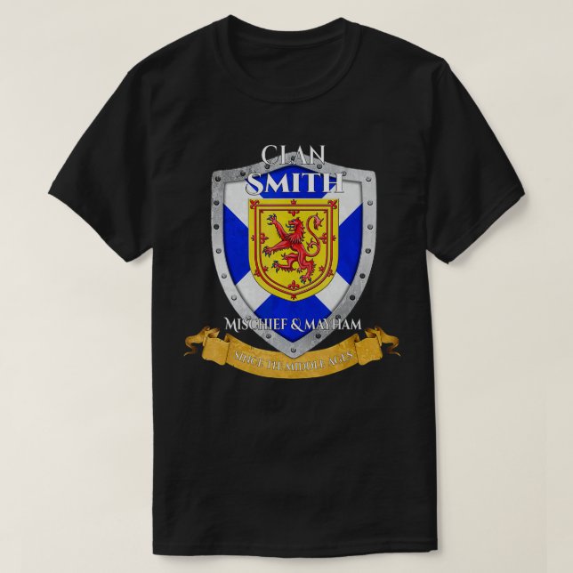 Camiseta Smith Scottish Family Clan Shield  (Frente do Design)