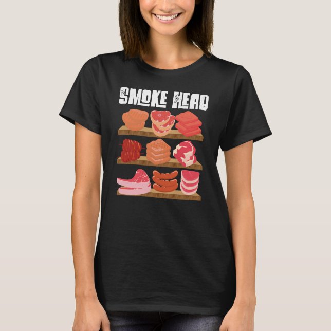 Camiseta Smoke Head Smoker Grill Barbecue Meat Grilling (Frente)