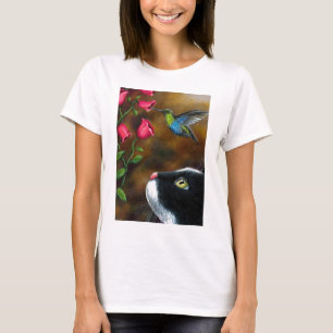 Camiseta Smoking do gato 571 com colibri