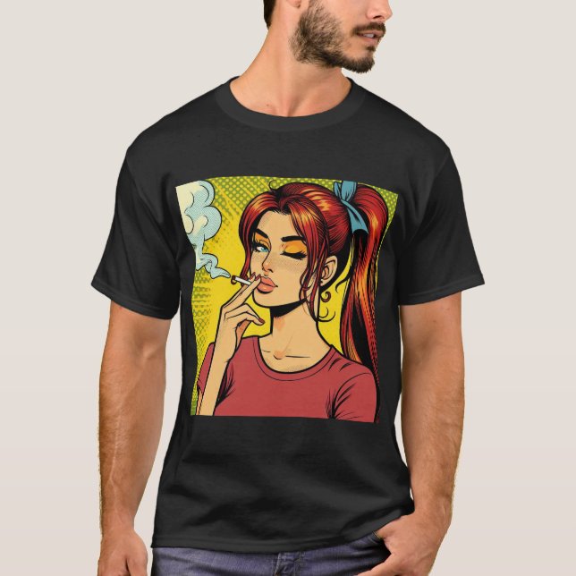 Camiseta Smoking lovers | Pop art | Girl Stoner | Cigarette (Frente)