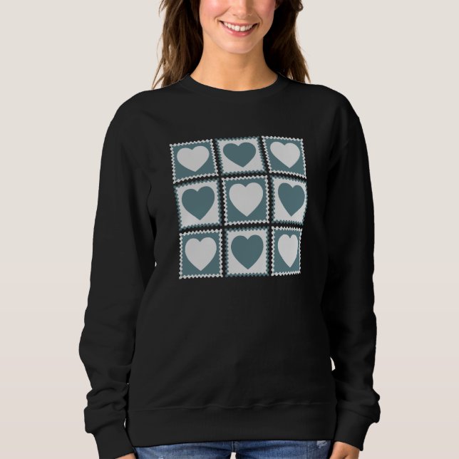Camiseta Smoky Teal Geometric Hearts Valentine’s Gift (Frente)
