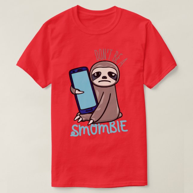 Camiseta Smombie Sloth Entediou A Lama Com Telefone Celular (Frente do Design)
