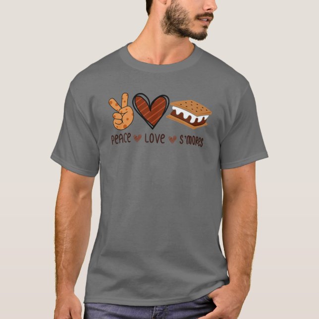 Camiseta Smores Funny Camping Campfire - Peace Love And S m (Frente)