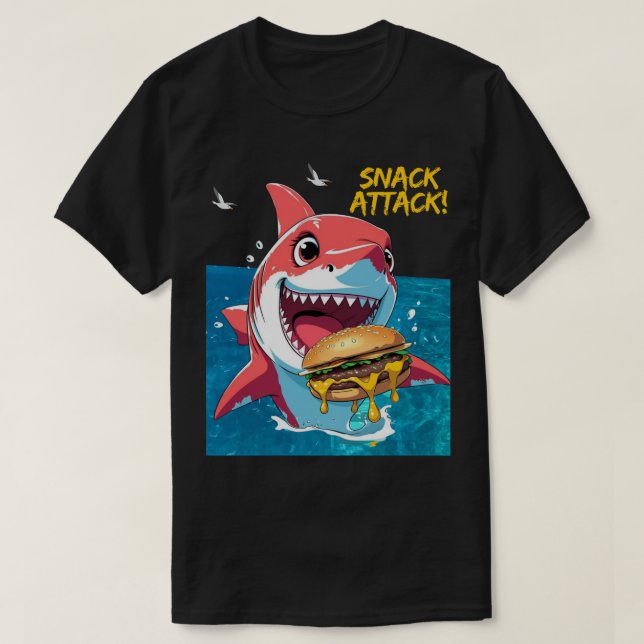 Camiseta Snack Attack Shark (Frente do Design)