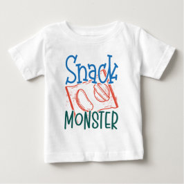 Camiseta Snack Monster Engraçado e bonito Bebê Branco