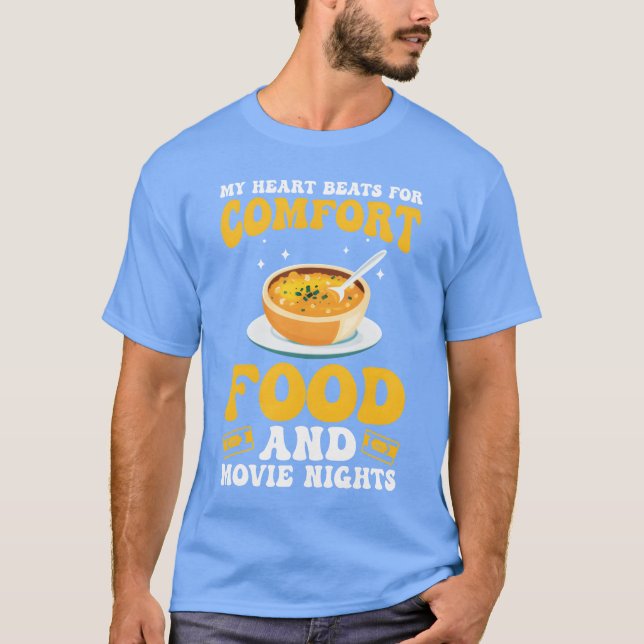 Camiseta Snacks de Comida de conforto para Noites de Filme  (Frente)