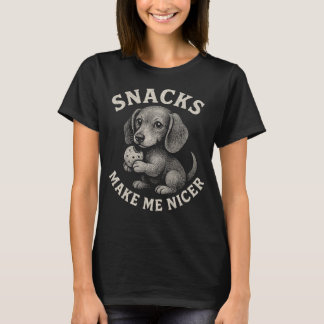 Camiseta Snacks Make Me Nicer Dachshund Funny Dog Quote