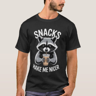 Camiseta Snacks Me Tornam Mais Simpático Café Guaxinim Humo
