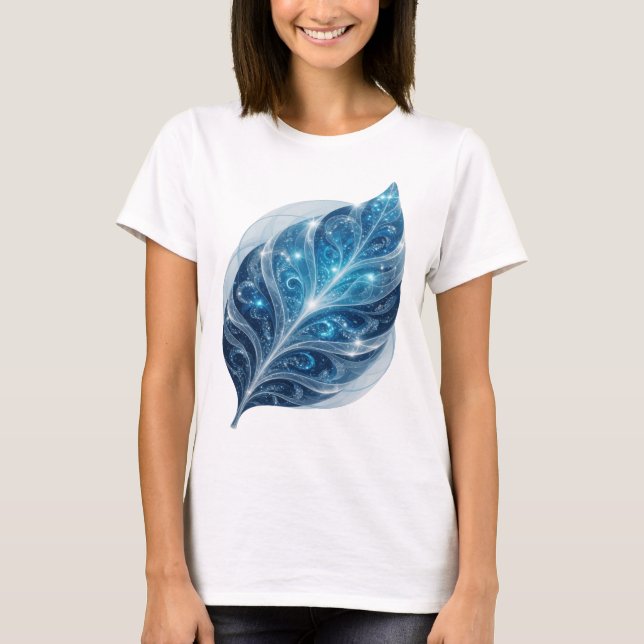 Camiseta Snappy Blue BLUE ICE LEAF Design de Texto (Frente)