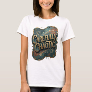 Camiseta Snappy Gold CAREFULLY CHAOTIC Arte de Texto 3D v2