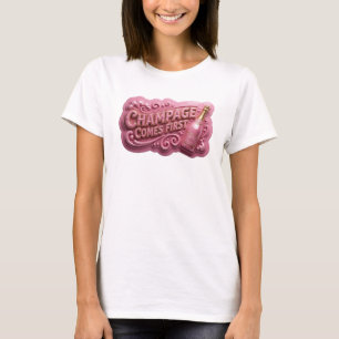 Camiseta Snappy Gold CHAMPAGE COMES FIRST Arte de Texto 3D