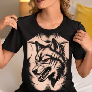 Camiseta Snarling Wolf Tattoo - Fúria do Gráfico de Animais