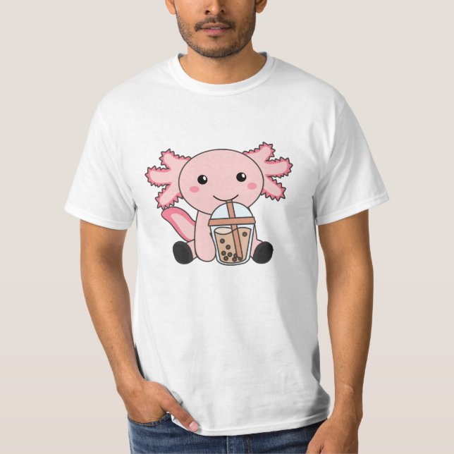 Camiseta Snaxolotl Axolotl Bubble Tea Amadurece Animais Doe (Frente)