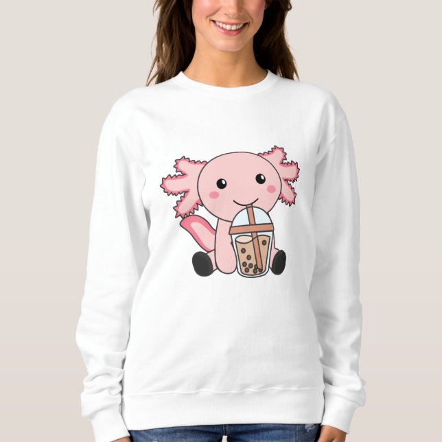 Camiseta Snaxolotl Axolotl Bubble Tea Amadurece Animais Doe (Frente)