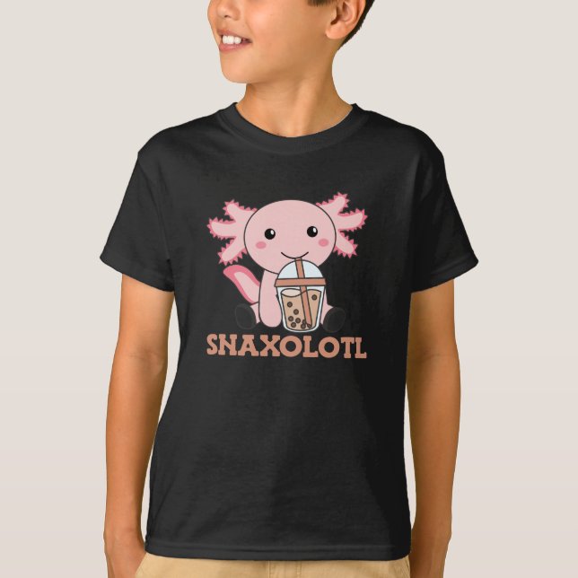 Camiseta Snaxolotl Axolotl Bubble Tea Amadurece Animais Doe (Frente)