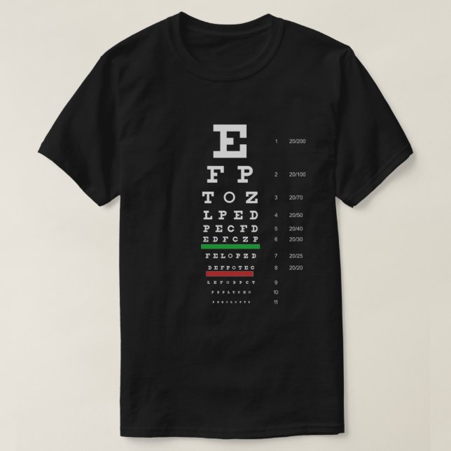 Camiseta Snellen Eye Chart (Frente do Design)