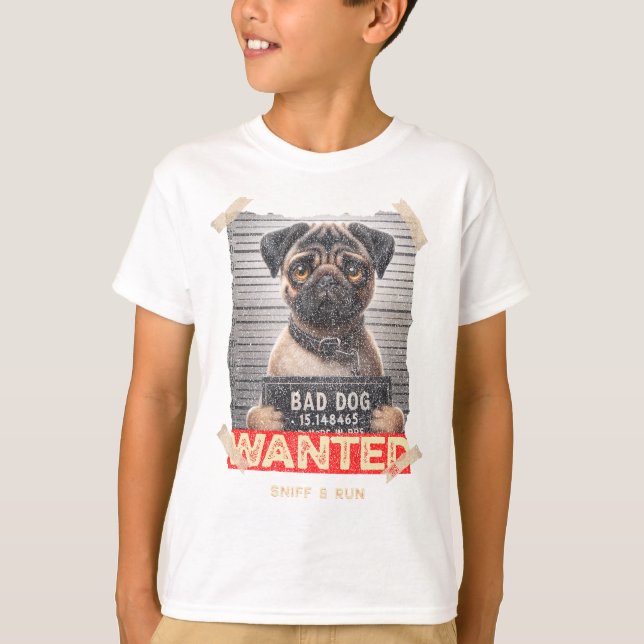 Camiseta Sniff & Run Pug: Fugitivo Adorável à Solta! (Frente)