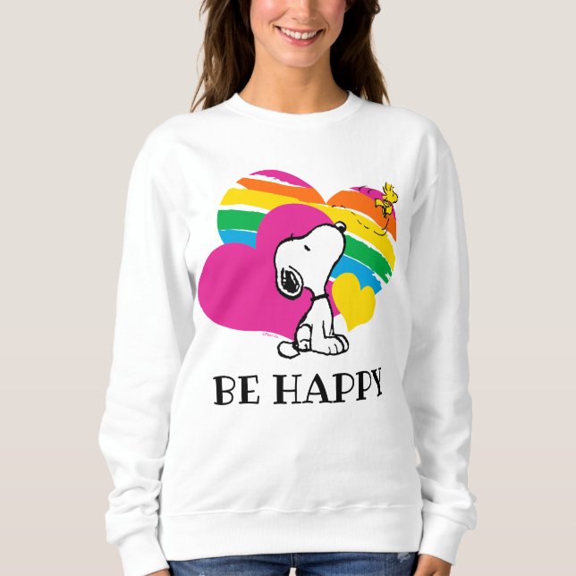 Camiseta Snoopy e Woodstock | Corações Arco-Íris (Frente)