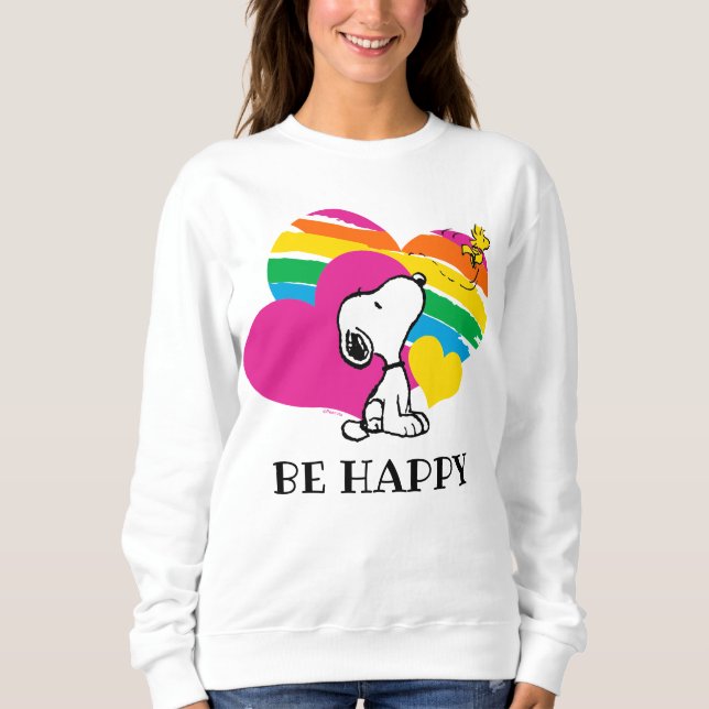 Camiseta Snoopy e Woodstock | Corações Arco-Íris (Frente)