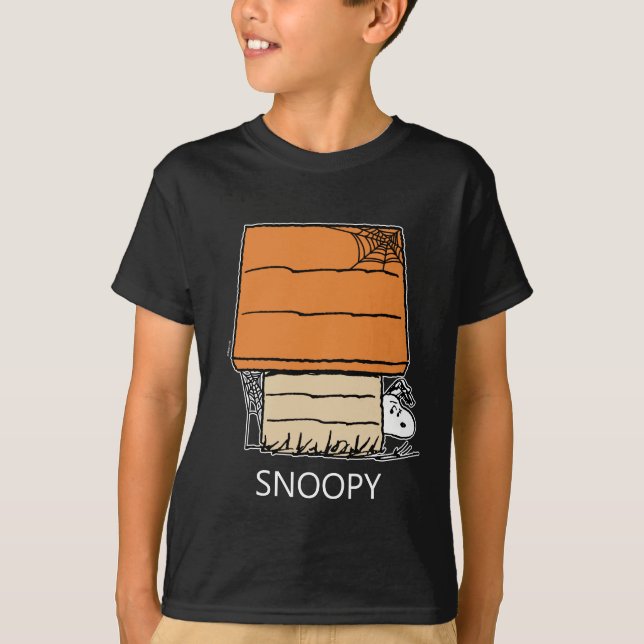 Camiseta Snoopy Halloween Spider Web Doghouse (Frente)