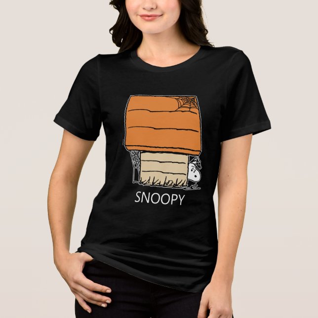 Camiseta Snoopy Halloween Spider Web Doghouse (Frente)