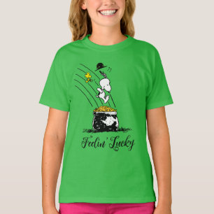 Camiseta Snoopy pulando em Pote de Dourado