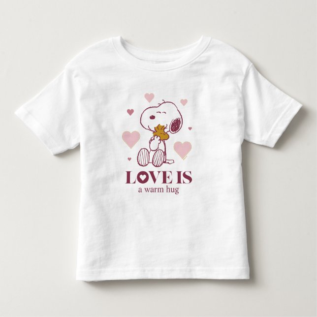 Camiseta Snoopy & Woodstock - O amor é Snuggles e Cuddles (Frente)