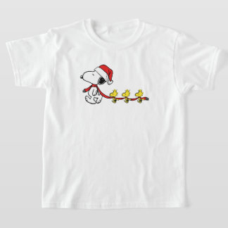 Camiseta snoopy & woodstock walk on winter season