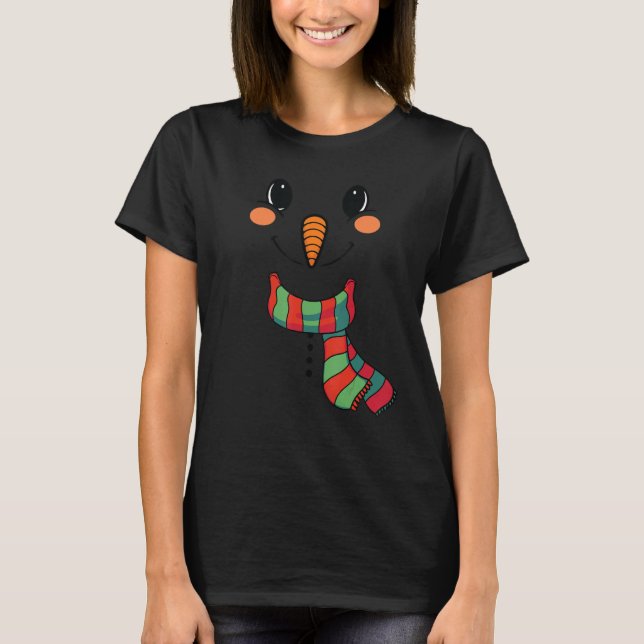 Camiseta Snow Boy  Snowman Face with Carrot Nose Kids Boys  (Frente)