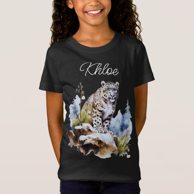 Camiseta Snow Leopard Winter Mountain Personalizada (Frente)