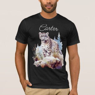 Camiseta Snow Leopard Winter Mountain Personalizada