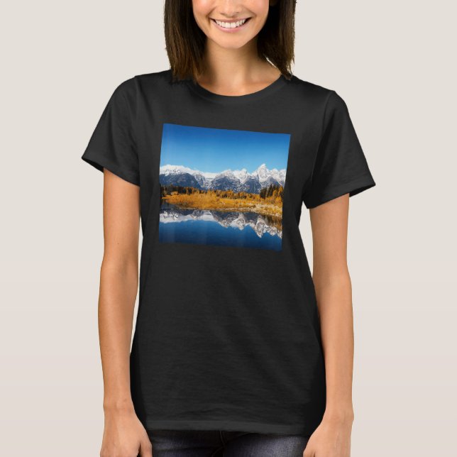 Camiseta Snow Mountains Water Reflection Grand Teton Nation (Frente)