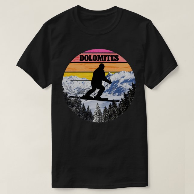 Camiseta Snow Ski Dolomites Ski Fields Itália (Frente do Design)