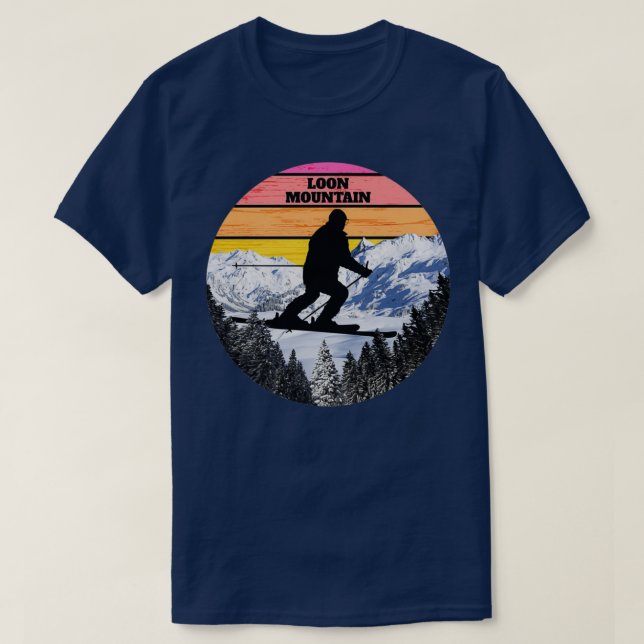 Camiseta Snow Ski Loon Mountain Skiing Fields New Hampshire (Frente do Design)