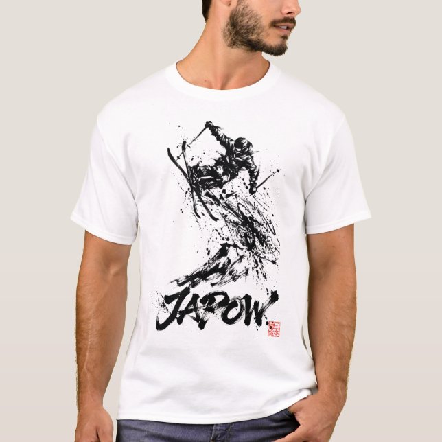 Camiseta Snowboard Brush Art - Skier jump (Frente)