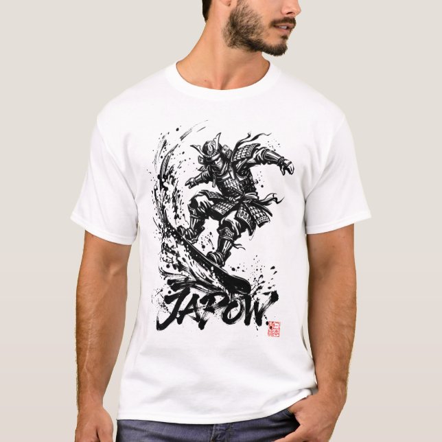 Camiseta Snowboard Brush Art - Snowboarder Samurai (Frente)