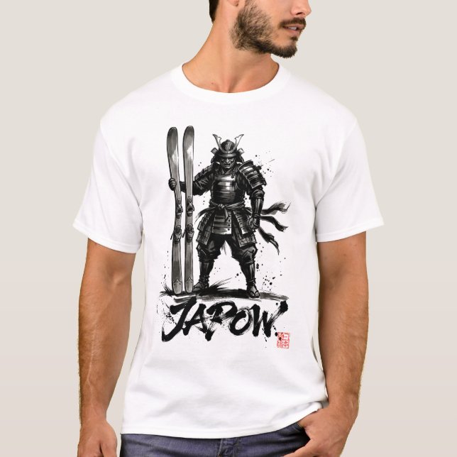 Camiseta Snowboard Brush Art - Standing Samurai Ski (Frente)