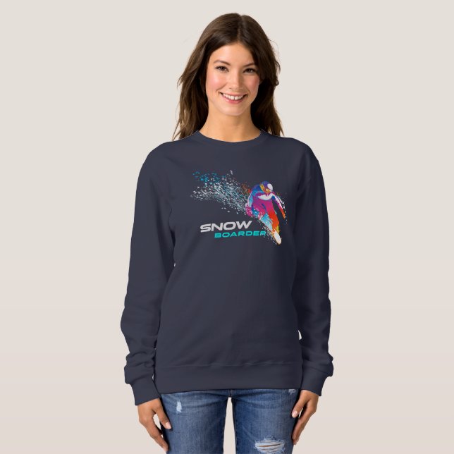 Camiseta Snowboard | Camisola, de uso feminino (Frente Completa)