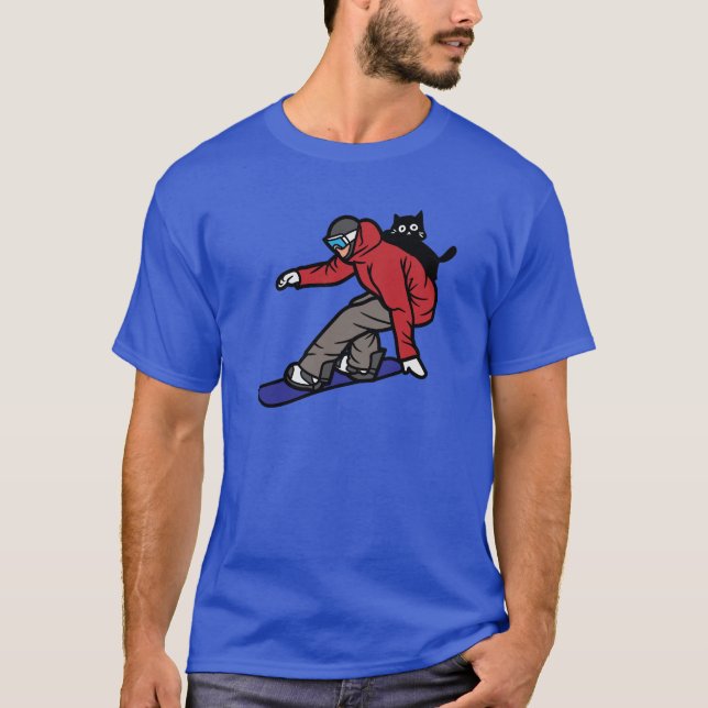 Camiseta Snowboard com o Meu Gato (Frente)