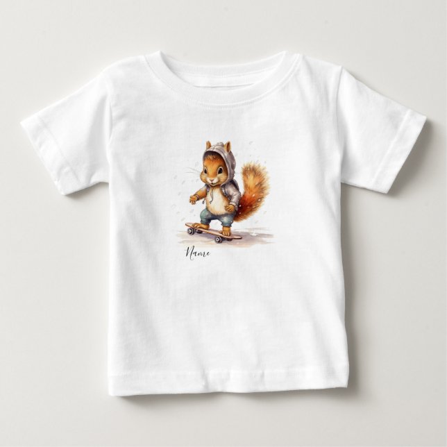 Camiseta Snowboard Esquilo Aquarela (Frente)