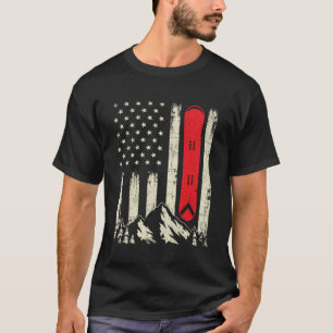Camiseta Snowboard EUA Flag Snowboarder Wintersport
