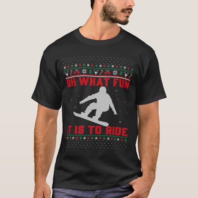Camiseta Snowboard Oh Que Divertido É Dirigir O Natal U (Frente)